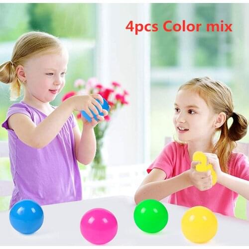 4pc Stick Wall Ball Catch Throw Glow In The Dark Toys for Children Mini Luminous Stick Juggle Jump Wall Ball Games Sticky Squash