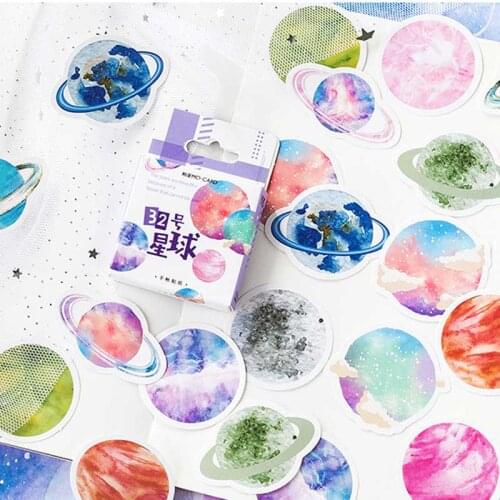 45 Pcs/box Dream Planet Stickers Scrapbooking Stick Label Decorative Diary Stationery Planner Album Kawaii Sticker