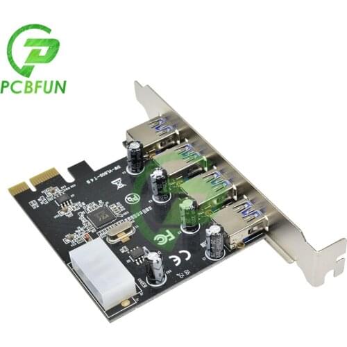 5.0 Gbps 4-port PCI-E to USB 3.0 Adapter Board 4 x USB 3.0 Type A Female High Speed Connector 2.0 1.1 1.0 for 2.5Gbps PCI-E Bus