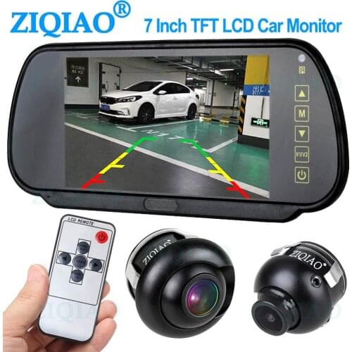 ZIQIAO 7 Inch LCD Car Mirror Monitor Parking Monitoring System with Night Vision Side Front Rear View Camera