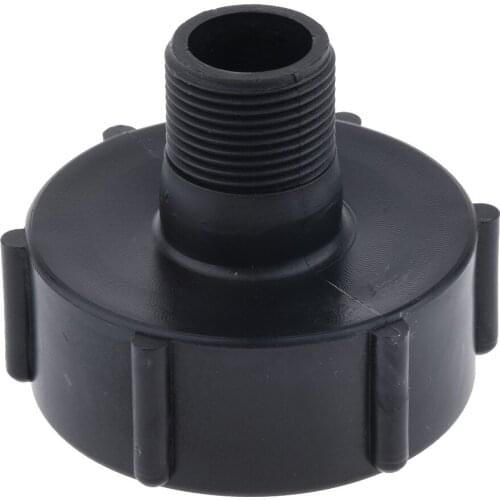 Gallon IBC Tote Tank Valve Adapter 60mm to 25mm, Plastic, Black