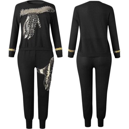 African Sets For Women African Dashiki Suit New Big Elastic Autumn Design Long Sleeve Nice Sequined Beading Bazin Suit For Lady