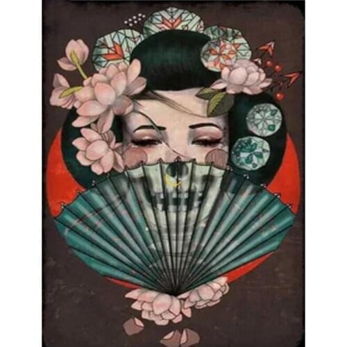 Diy 5D Diamond Embroidery Handmade Products Japanese Geisha Skull Diamond Painting Full Rhinestone Home Decoration Embroidery
