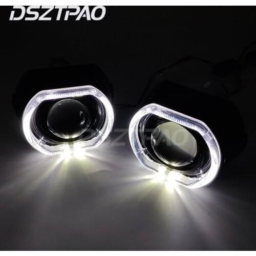Auto Car Lenses H4 H7 Bixenon Projector Headlight Angel Eyes 2.5 Lens LED Running Lights For Car Accessories Tuning H1 HID Bulbs