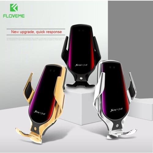 FLOVEME Automatic Clamping Wireless Car Charger Holder Qi Smart Sensor Touch Car Phone Holder Stand for iPhone 11 Xiaomi mi 9