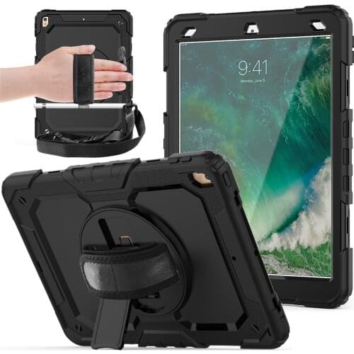Case For iPad Air 3 2019 Cover For iPad Pro 10.5 2017 with Built-in Screen Protector Rotatable Stand & Hand Strap,Shoulder Strap