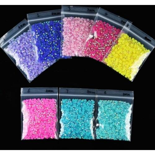4mm#ZB18.Jelly Color Flat Bottom Decorative Resin Stones For Manicure Wholesale Stones For Nail Costume Jewelry AB Color 1000pcs