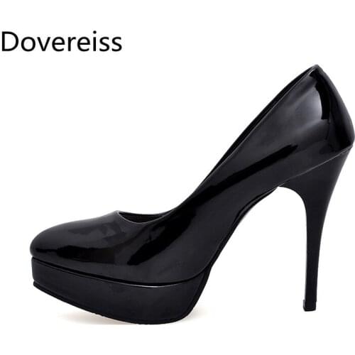 Dovereiss Fashion Womens Shoes summer sexy Elegant Pure color new Waterproof Mature Pointed toe Stilettos heels Pumps 33-43