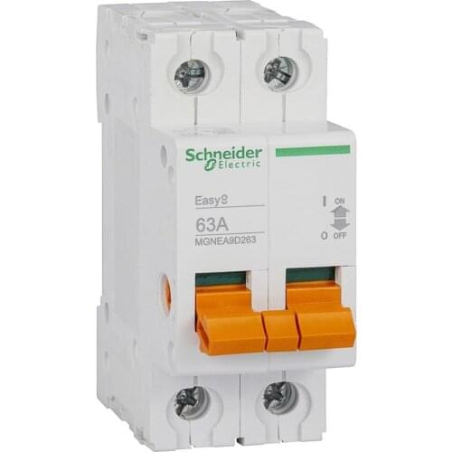 Export EA9D Isolation Switch Load Switch Original 2P 63A 400VAC 50hz Mini DIN Rail Mounting MGNEA9D263