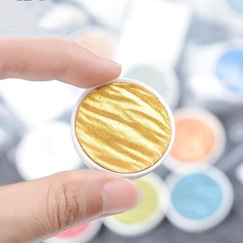 Finetec Pearlescent Solid Watercolor Pigment Coliro Pearly Metallic Single Piece Refill DIY Painting Decorative Watercolor