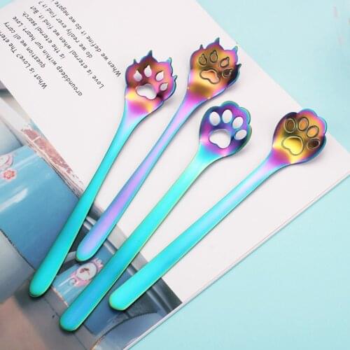 Coffee Spoon Ins Stainless Steel Creative Cat Claw Dog Claw Hollow Coffee Spoon Stirring Spoon Dessert Spoon Hollow