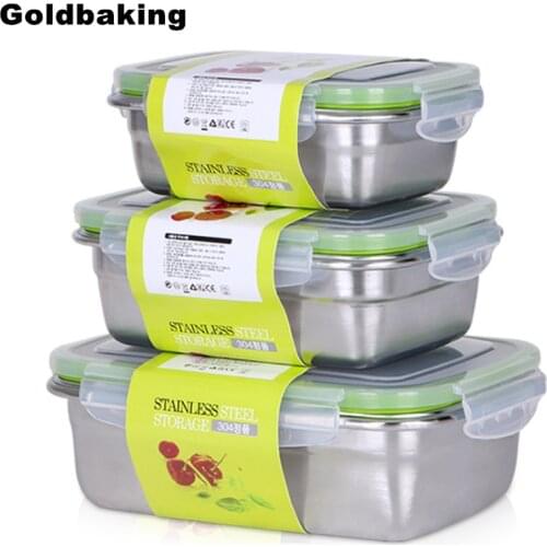 Goldbaking Stainless Steel Lunch Containers Food Preservation Leak Proof Food Storage Container Bento Box