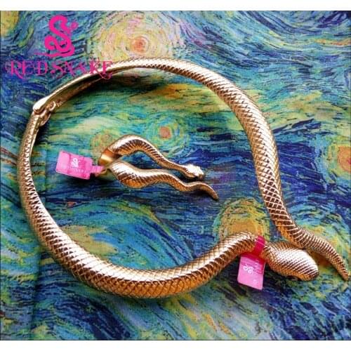RED SNAKE High Quality Charming Amazing Gold-color Python Halloween Snake Necklace Torques