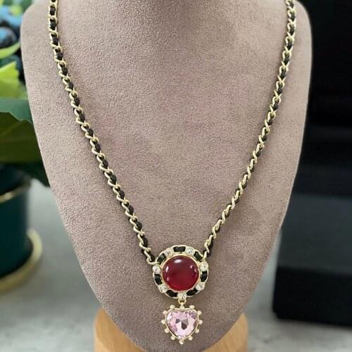 Hot Brand Fashion Jewelry Gift For Women Vintage Black Ribbon Chain Heart Pendants Choker Necklace Party Ribbon Choker Jewelry