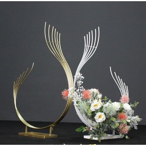 Iron Frame Metal Arc Stand Backdrop Peacock Vase Grand Event Table Centerpieces Flower Display Shop Stage Window Crafts Ornament