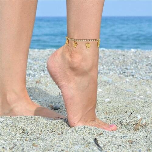 Fashion Butterfly Anklets For Women Bohemian Beach Anklet Gold Silver Color Chain Ankle Bracelet On Leg Foot Jewelry