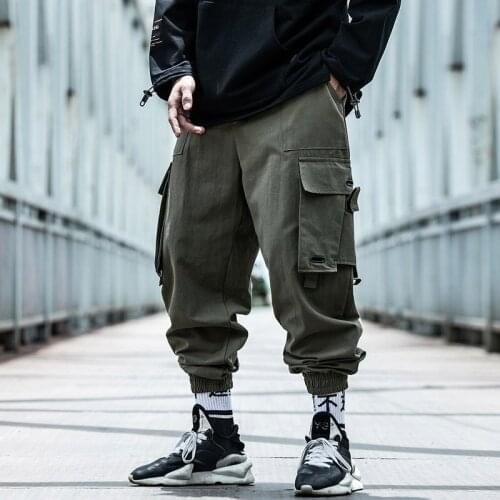 Fashion Casual Cargo Pants Men Hip Hop Clothing Joggers Baggy Loose Work Trousers Hip Hop Korean Streetwear Military Sport Pants