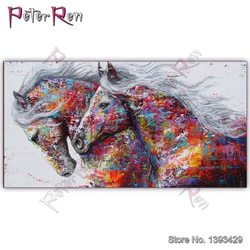Diamond Painting two Horse Kit Handmade Needlework DIY Diamond Embroidery Animal Mosaic Rhinestone Picture 2020 New product gift