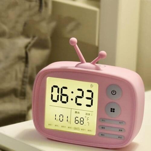 NewStudent Children Creative Cartoon Bedside Led Light Digital Display Desktop Mute Electronic Alarm Clock