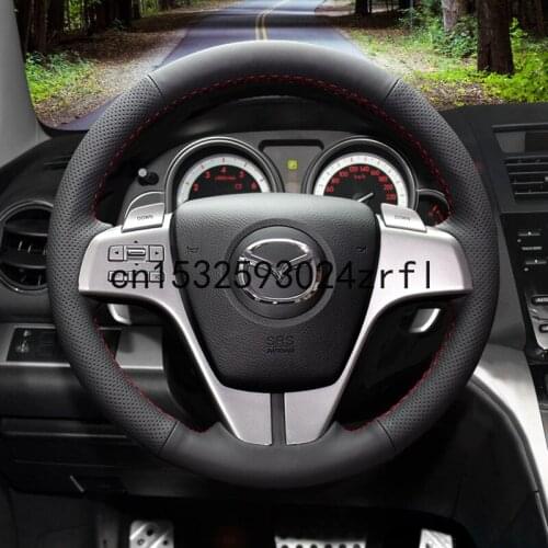 DIY Steering Wheel Cover Custom Fit For Mazda 3 Axela M6 M8 CX-5 Stitch On Wrap Interior Accessories