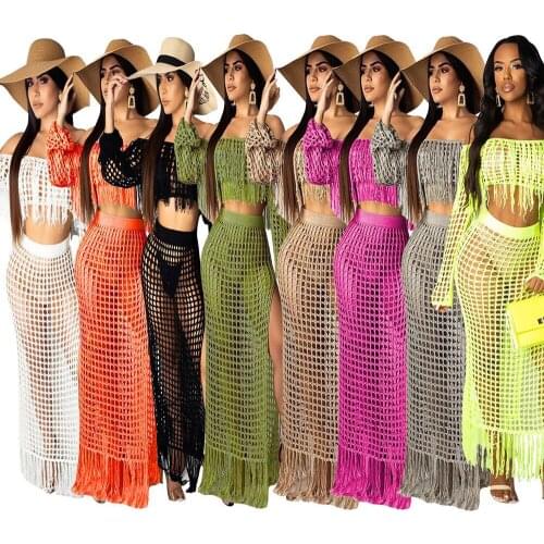 Casual boho beach style women dress side split summer knitting sexy bodycon dress ladies long maxi dress Z019