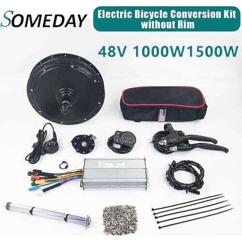 SOMEDAY Electric Bicycle Conversion Kit 48V 1000W/1500W Front and Rear Motor Hub Motor Wheel without Rim Ebike Gearless Motor