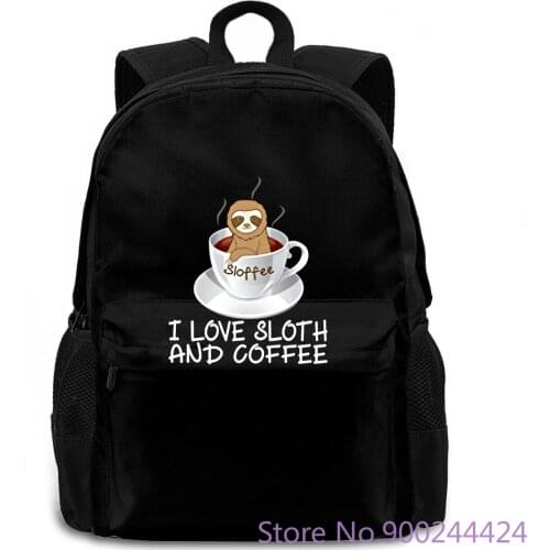 I Love Sloth and Coffee Sloffee for Animal Lovers Printed Hip Hop women men backpack laptop travel school adult
