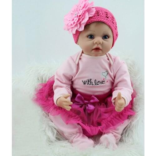Silicone reborn baby soft body girls boys doll unisex babies dolls toys for childrens Day gift 55cm blue eyes Playhouse 22 inch