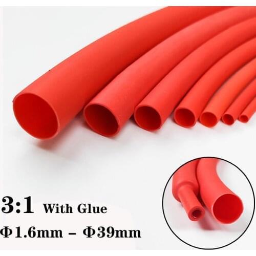 1Meter Red Thickened 3:1 Heat Shrink Tube Wire Cable Insulation Tubing USB Protector Wrap Diamater1.6mm 2.4mm 19.1mm 39mm