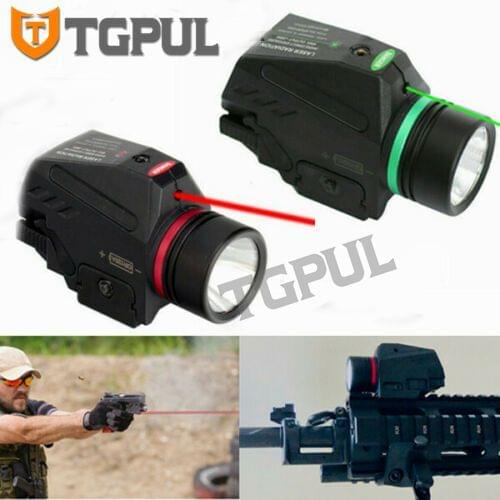 TGPUL Combo Pistol LED Flashlight Green / Red Laser Sight Fits 20mm Rail Pistol-Rifle Mini Glock