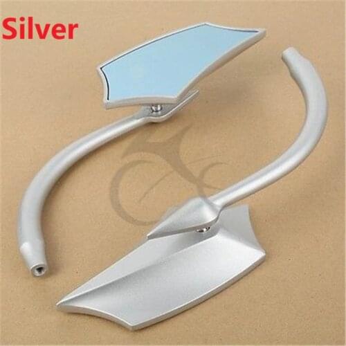 Universal 8mm 10mm Oblique Spear Rear View Mirrors For Harley Suzuki Kawasaki Honda Yamaha Black Chrome Motorcycle