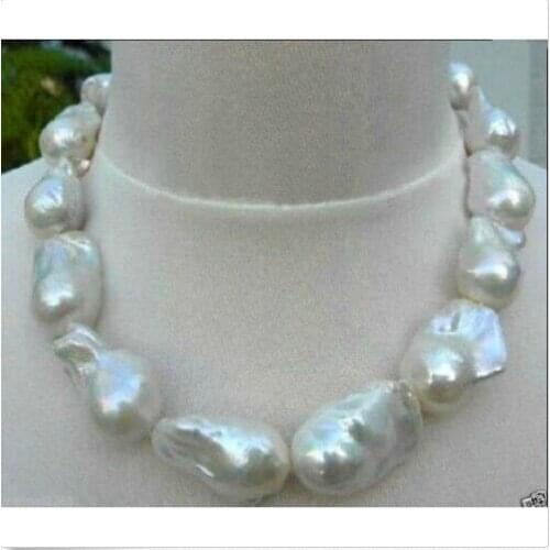 New REAL HUGE AAA SOUTH SEA WHITE BAROQUE PEARL NECKLACE 25