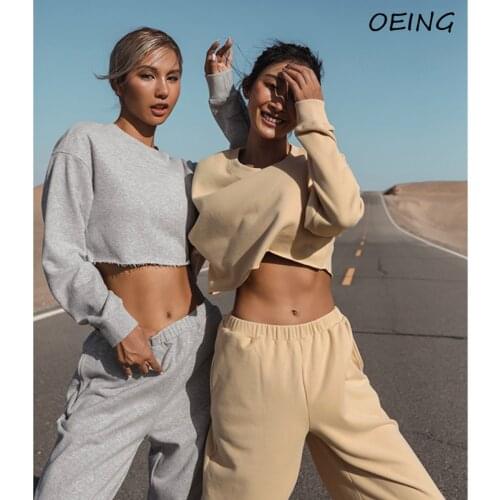 Women Tracksuit 2 Piece Set Breathable Fashion Outfits Jogger Sets Sport Crop Tops and Sweat Pants Jogging