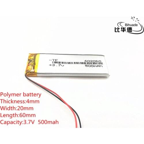 10pcs/lot 3.7V 500mAh 402060 Lithium Polymer Li-Po li ion Rechargeable Battery cells For Mp3 MP4 MP5 GPS