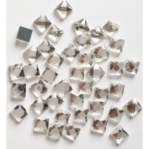 100pcs/Lot 6X6mm wedding&Phone Decoration Crystal Clear Square Fancy shape Glass stones for FlatBack Rhinestones
