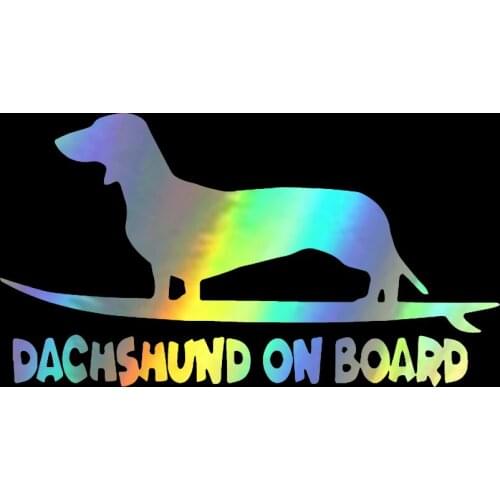 16X8.8CM Dachshund On Board Funny Dog Decal Reflective Vinyl Car Sticker Window Decor Car Styling Decorative Accessories