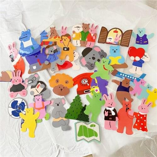 33Pcs INS Korea Bear Scrapbooking Decorative Sticker Korean DIY Diary Album Stick Label Kawaii Stationery