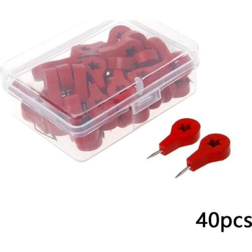 40 Pcs/boxes Red Wood Map Markers Thumbtack Pins For Drawing Photo Wall Studs Cork Board Pins Decorative Metal Thumb Tacks