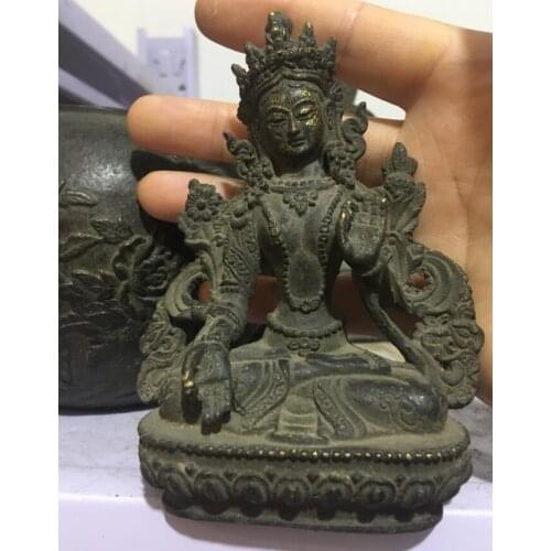 5" Tibetan Buddhism Bronze Copper 7 Eyes White Tara GuanYin Bodhisattva Statue