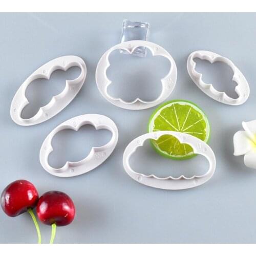 5pcs/set Cloud Shaped Cookie Cutter Mold Fondant-cake Cutter Sugarcraft Paste Baking Plunger Tool Cookie Decorating T1J9