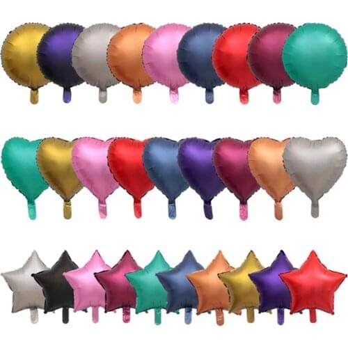 50pcs 18inch Heart Round Star Metallic foil Balloon Wedding Decor Birthday Party Balloon Matt Metal Heart Star Helium Air ball