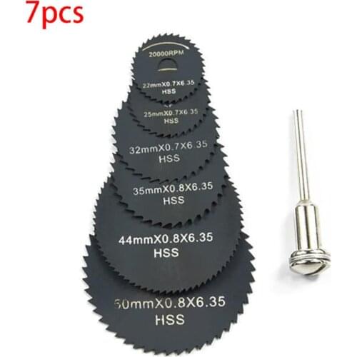 7Pcs Drill Dremel Accessories HSS Mini Circular Saw Blades Power Tools Wood Cutting Disc Grinding Wheel Set for Dremel Tools