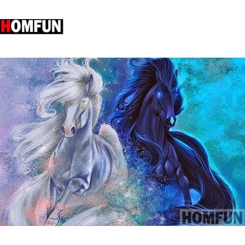 HOMFUN Full Square/Round Drill 5D DIY Diamond Painting "Animal horse" Embroidery Cross Stitch 5D Home Decor Gift A13968