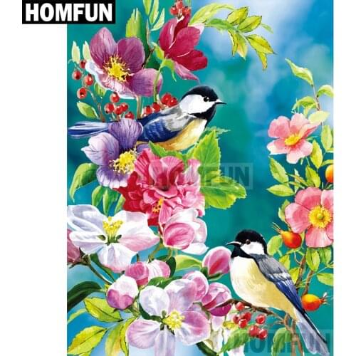 HOMFUN Full Square/Round Drill 5D DIY Diamond Painting "Bird & Flower" Embroidery Cross Stitch 5D Home Decor Gift A02045