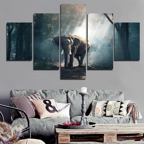 Frameless Painting Elephant Forest Personalized Art Poster Living Room Decoration Sofa Background Wallpaper 3D Stereo Wall