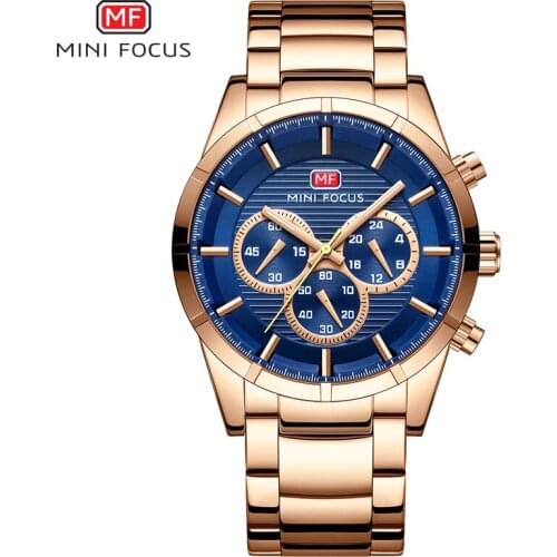 MINIFOCUS Top Brand Men Stainless Steel Watch Mens Quartz Watch Man Sports Waterproof Wrist Watches relogio masculino