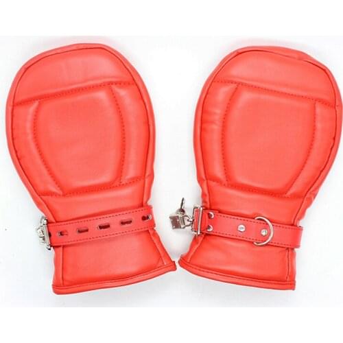 Black Red Women Artificial Leather Gloves Fashion Winter Thickening Warmer Fingerless Mittens Gothic Punk Night Club Glove