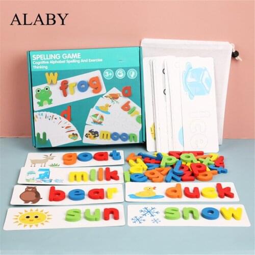 Montessori Spell Word Game Wooden Toys Early Learning Jigsaw Letter Alphabet Puzzle Preschool Educational Baby Toys for Children