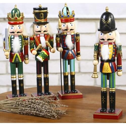 30cm Wooden Nutcracker Soldier Ornaments Nutcracker Playing band Dolls Christmas Decor For Living Room Wine Cabinet Artwork
