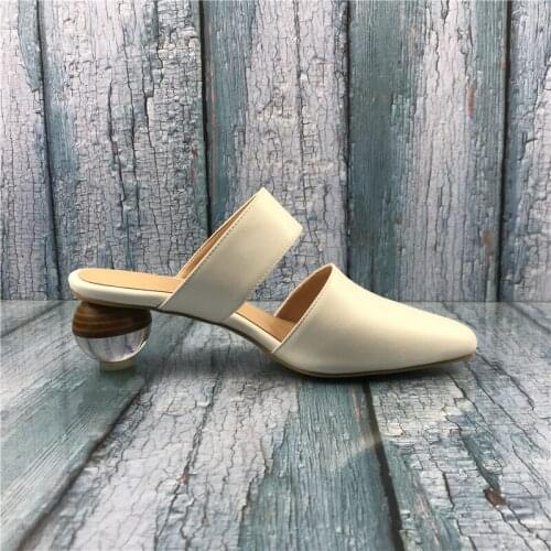 Kmeioo Fashion Ladies Shoes Strange Style Sandals Slip On Square Toe Wood Grain Heels Dress Evening Wedding Shoes 5CM